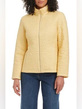 NEW KATE SPADE Quilted Hooded Jacket in Light Yellow - Small